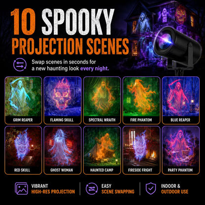 🎃👻 Last Day 50% OFF-32FT HD Halloween Projector | That Disappoint Your Halloween Party | 10 Unique HD Projection Patterns