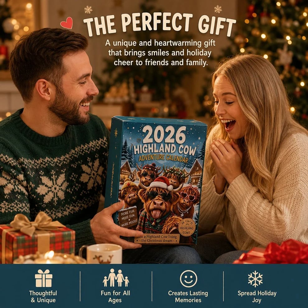 🎄🐮Highland Cow Advent Calendar 2026 – 24-Day Christmas Countdown with Cute Highland Cow Figurines