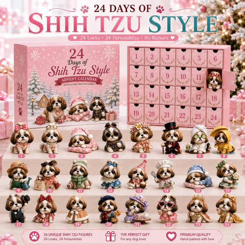 🎄LAST DAY 49% OFF -🎀24 Days of Shih Tzu Style 2D Advent Calendar –  24 Unique 2D Shih Tzu Collectibles ✨🐾