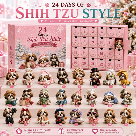 🎄LAST DAY 49% OFF -🎀24 Days of Shih Tzu Style 2D Advent Calendar –  24 Unique 2D Shih Tzu Collectibles ✨🐾