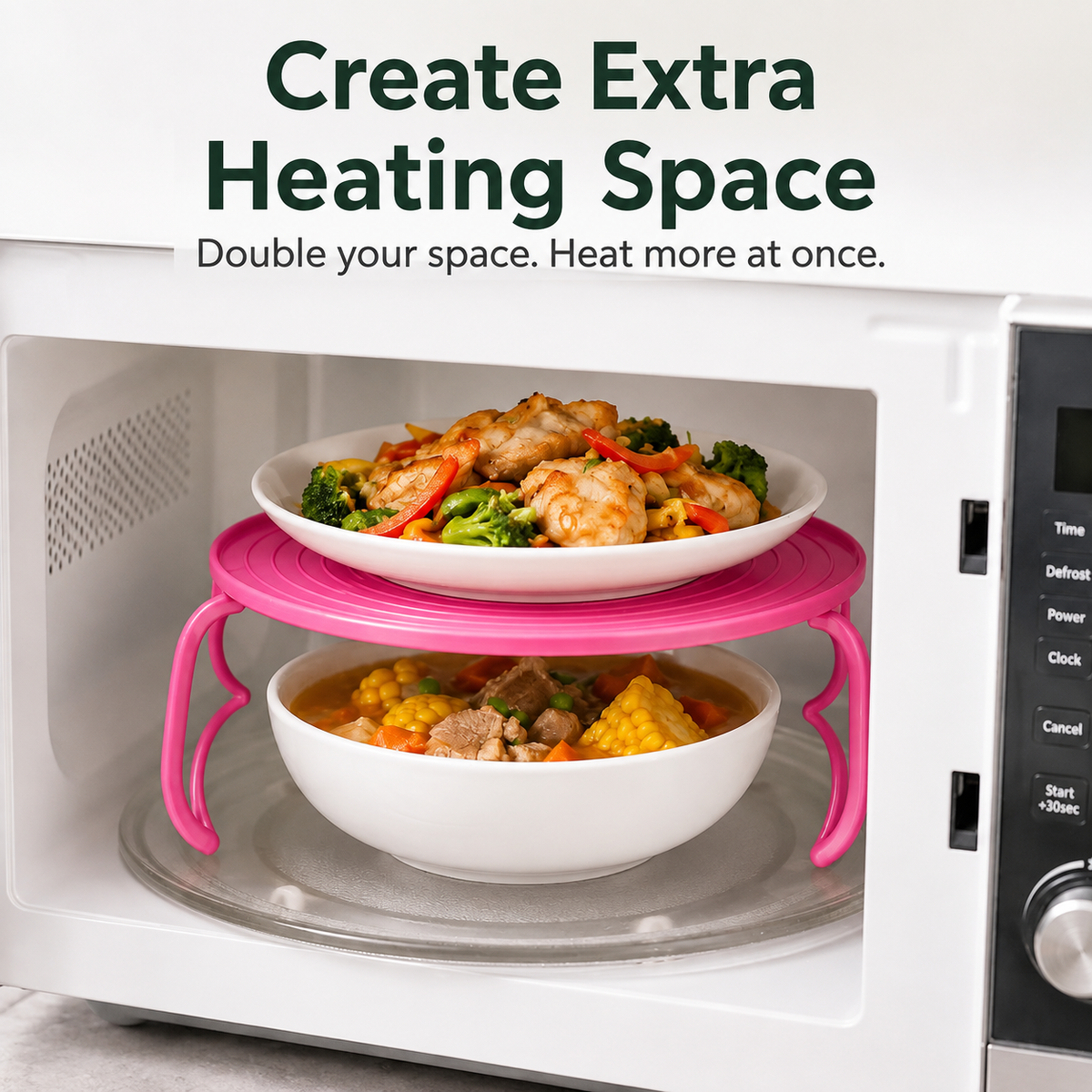 🥗Multi-functional foldable microwave oven tray - with heat-insulated handle