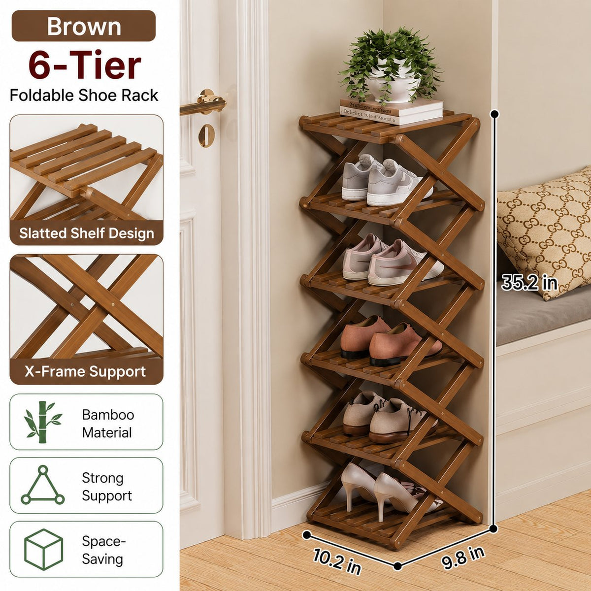 🔥Buy 2 Get 20% OFF🔥Foldable Bamboo Accordion Shoe Rack