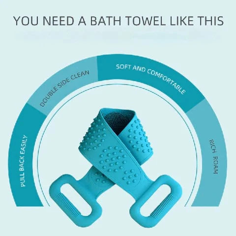 ✨ Silicone Back Scrubber Towel – Long Bath Brush for Deep Body Cleaning 🛁