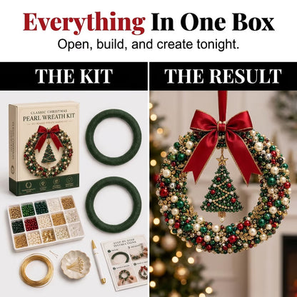 🎁 DIY Pearl Wreath Making Kit – Elegance Handmade Beaded Christmas Wreath Keepsake 🎄