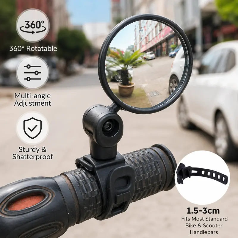 Multi-Angle Adjustable Bicycle Handlebar Convex Rearview Mirror（2Pcs）