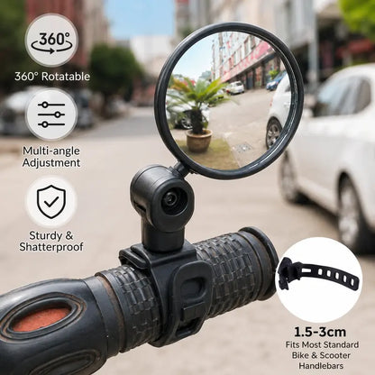 Multi-Angle Adjustable Bicycle Handlebar Convex Rearview Mirror（2Pcs）