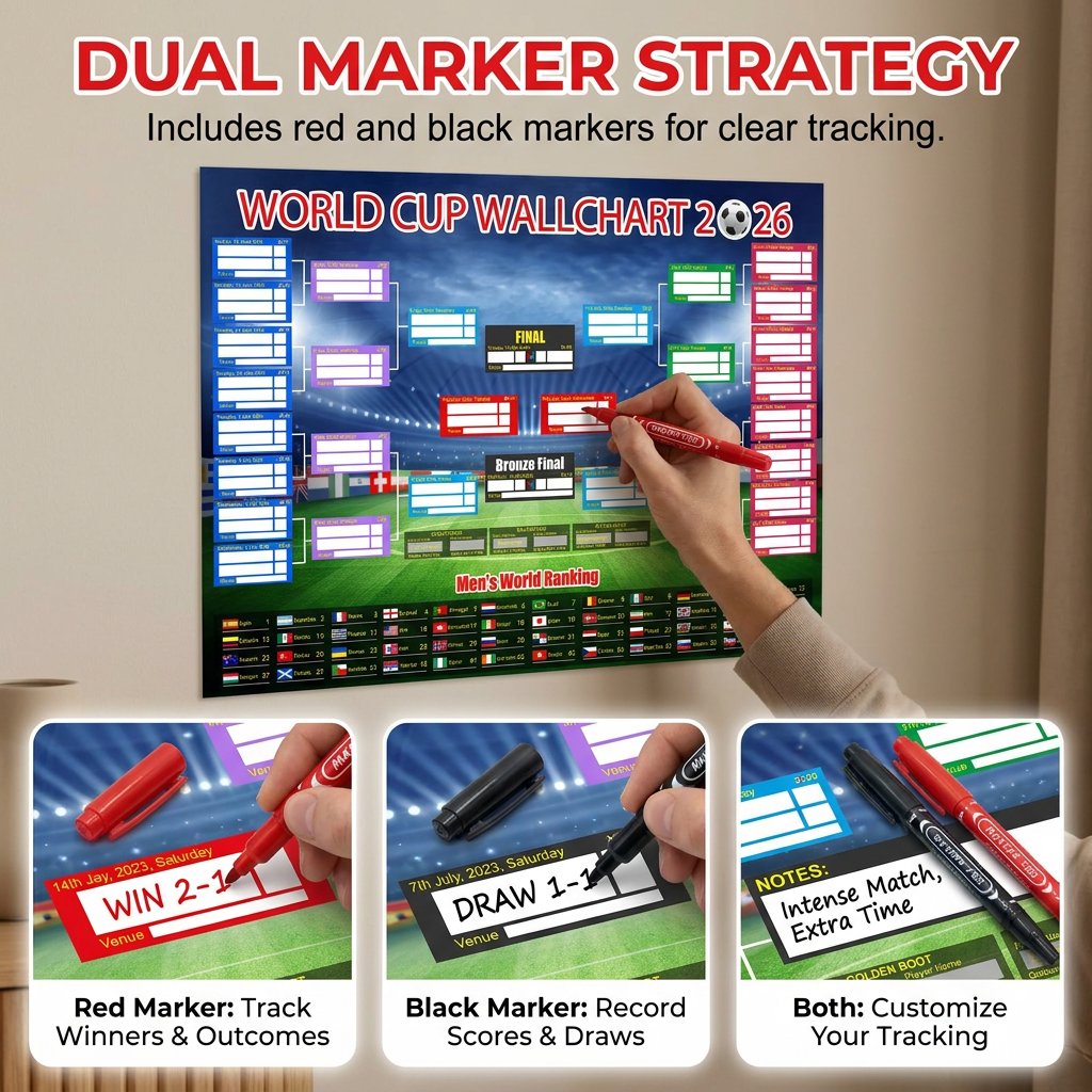 ⚽🏆 Ultimate 2026 Soccer Fan Wall Chart Kit – Group Stage & Knockout Posters (23.6” x 35.4”), Marker Pen & Mounting Strips Included
