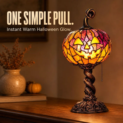 🔥HOT SALE🎃 🎉Halloween Stained Glass Style Pumpkin Table Lamp