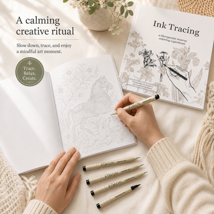 Beginner-Friendly💕Ink Tracing: A Therapeutic Reverse Coloring Experience📚(Deluxe Edition)