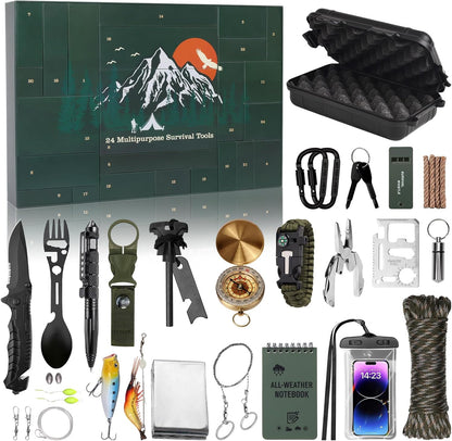 24-Day Survival Advent Calendar-Emergency Gear Countdown Gift Set