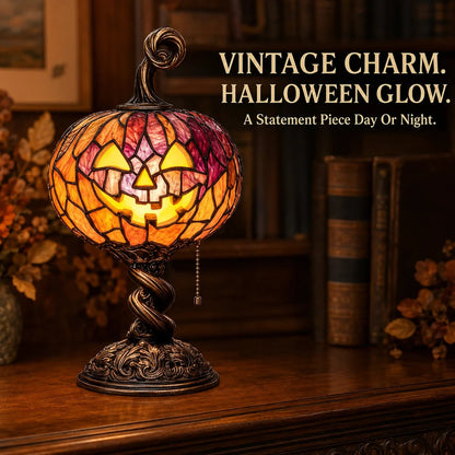 🔥HOT SALE🎃 🎉Halloween Stained Glass Style Pumpkin Table Lamp