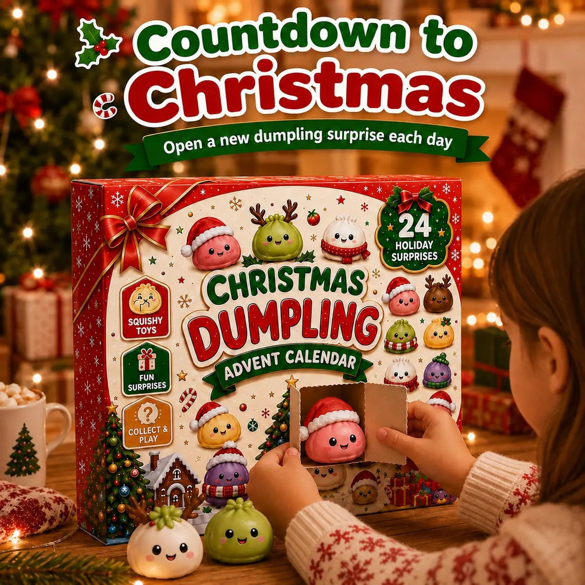 🎄 2026 Christmas Advent Calendar: Mini Dumpling Squishies, 24 Days of Squishy Stress Relief 🥟❄️