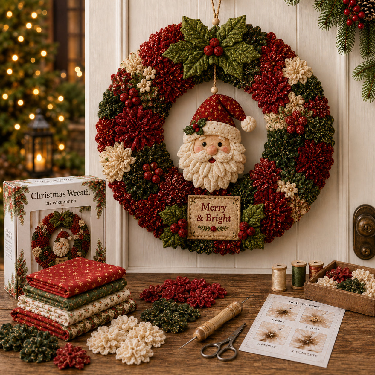 🔥Last Day 🔥🎄 3D Fabric Poke Wreath DIY Kit