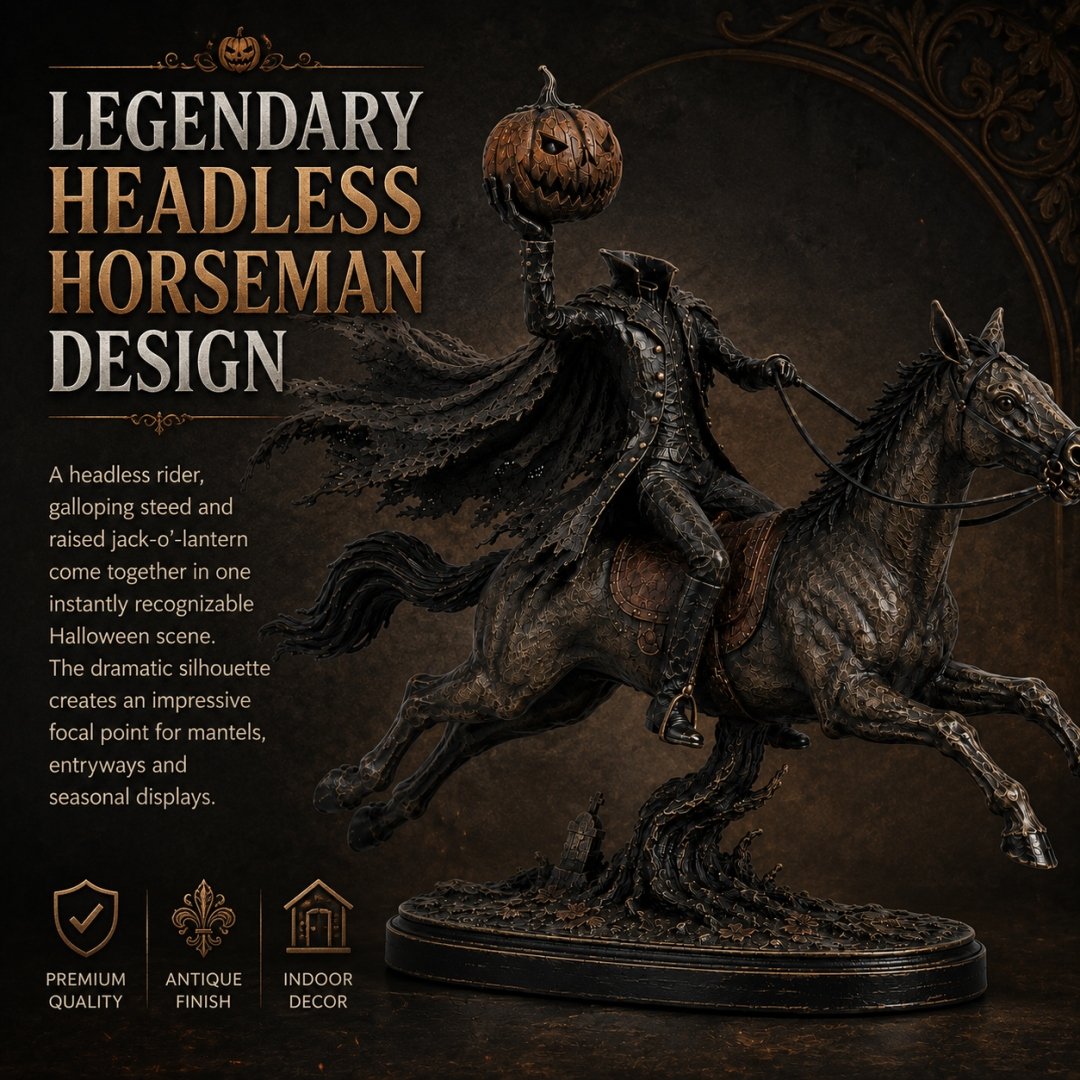 ⏰Limited Stock 50% OFF - 🎃🏇Midnight Chase Headless Horseman Statue