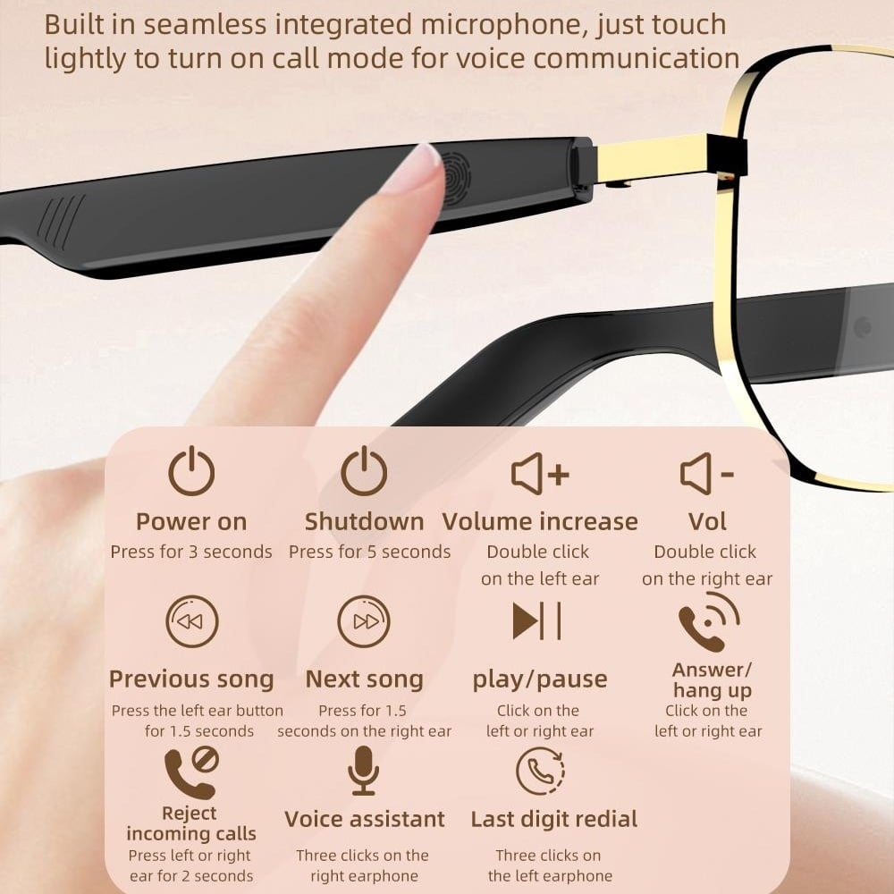 🎖️Smart Bluetooth 5.4 Audio Sunglasses – Open-Ear, UV & Blue Light Protection