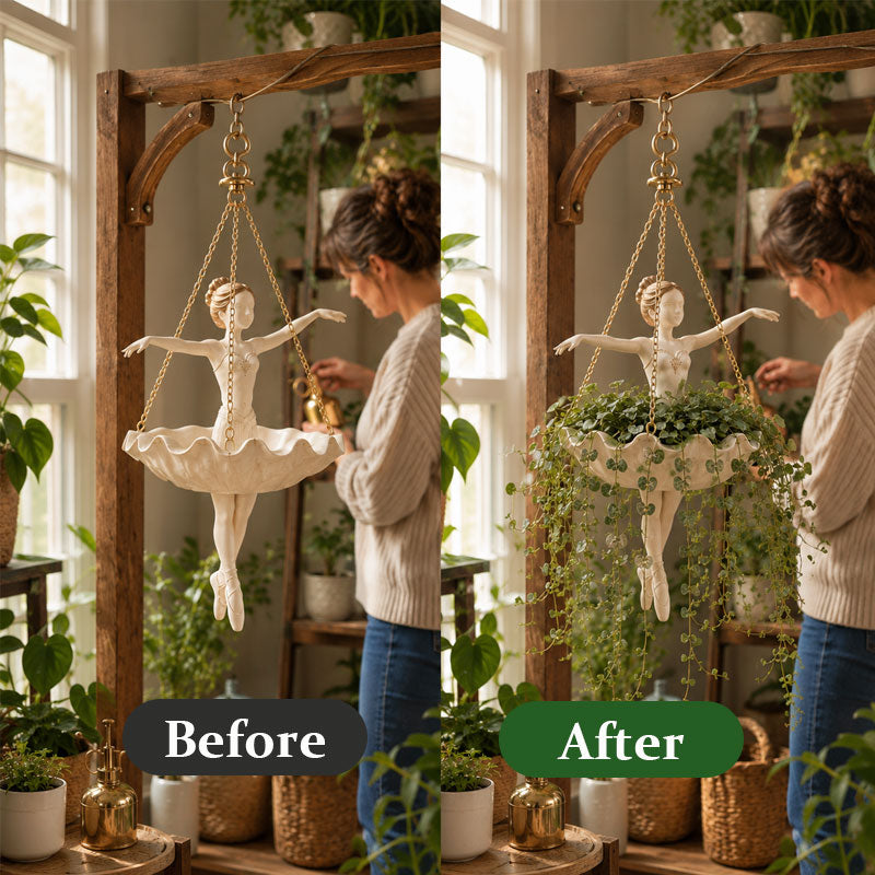 🩰🌿 Ballet Dancer Hanging Planter | Elegant Floating Flower Pot