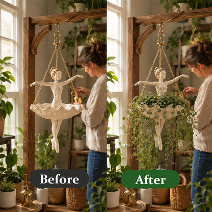 🩰🌿 Ballet Dancer Hanging Planter | Elegant Floating Flower Pot