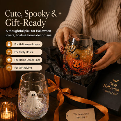 🔥LAST DAY 50% OFF - 🎃 3D Halloween Artisan Glass Cups, Festive Parties & Cozy Fall Home Bar Vibes