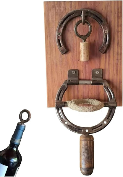 🍾Rustic Wall Mounted Horseshoe Bottle Opener | Heavy Duty Cast Iron Vintage Wine Opener