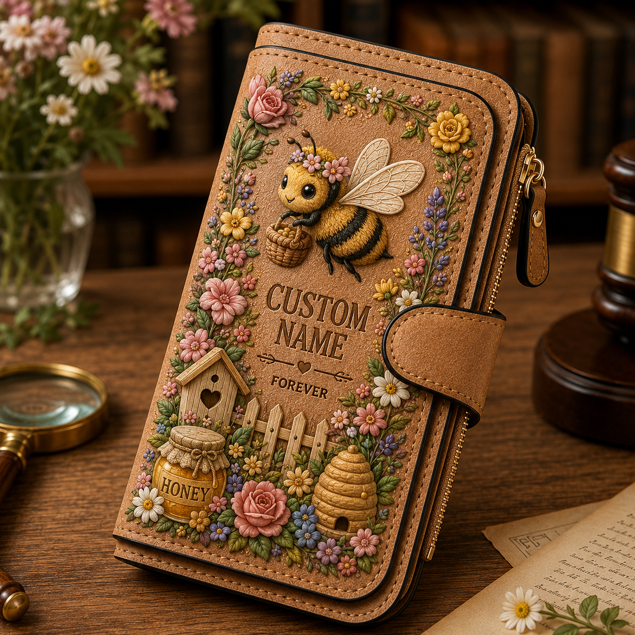 🌸 Personalized Garden Embossed Wallet - Perfect Gift For Her 🌿