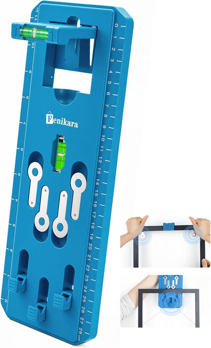 Picture Hanging Kit, Upgraded Picture Hanging Tool with Level, Hang Sawtooth/Wire Hangers, Fast and Precise Positioning Wall Hanging Kit, Wall Hanger for Photo, Art, Painting Frame