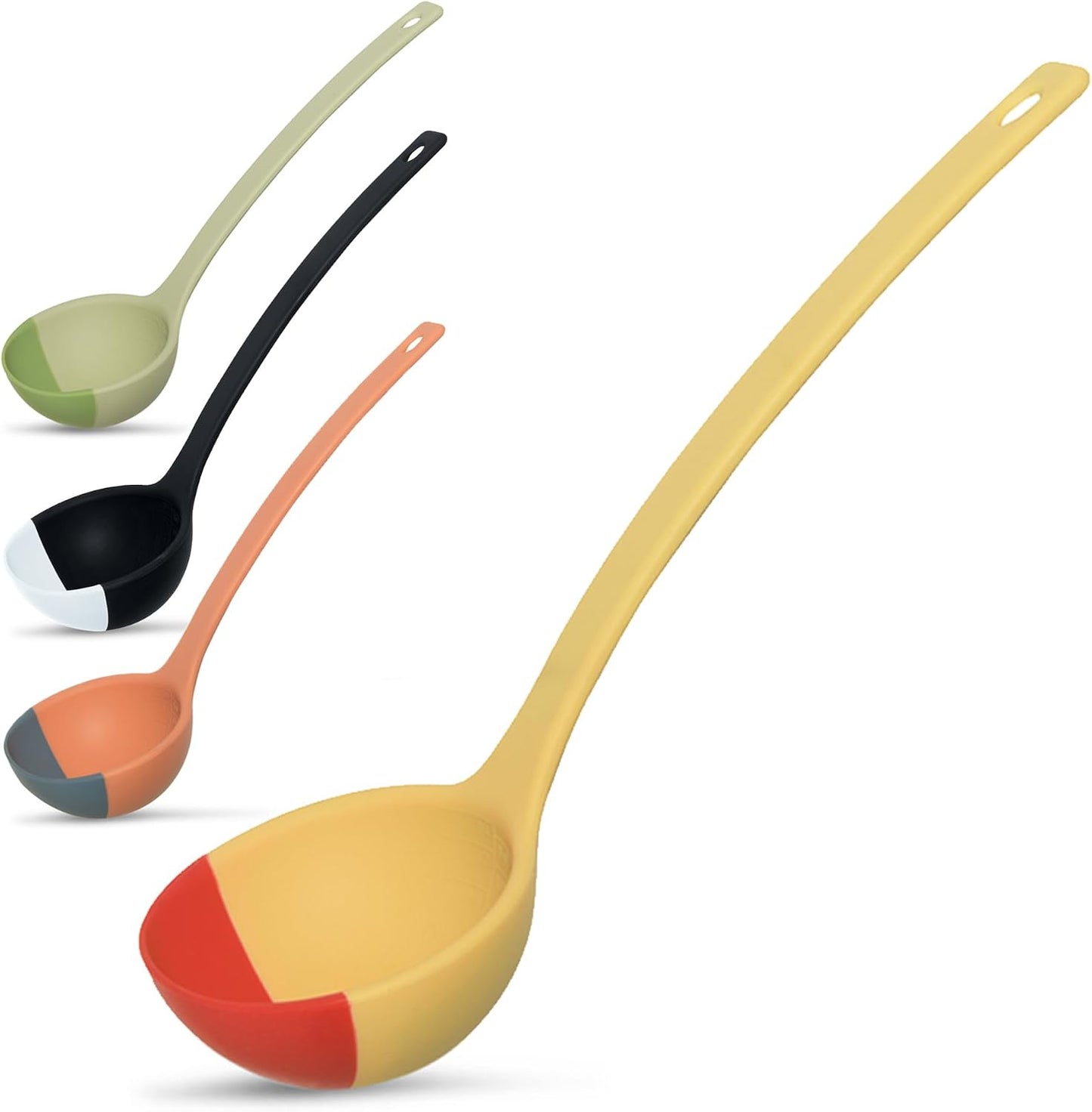 Silicone Spoon - Colorful Silicone Spatula Ladle with a Soft Top to Mold to your Pots & Pans