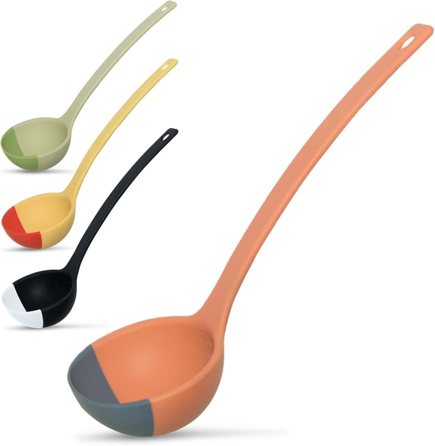 Silicone Spoon - Colorful Silicone Spatula Ladle with a Soft Top to Mold to your Pots & Pans