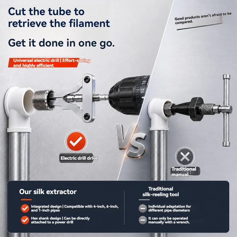 🔩Universal Drill-Powered Broken Pipe Extractor – 1/2" 3/4" 1" Rusted Thread Remover Tool