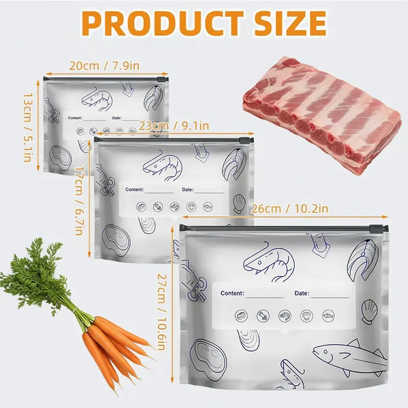 🛡️🥬 Reusable thickened upright aluminum foil sealing storage bags with labels