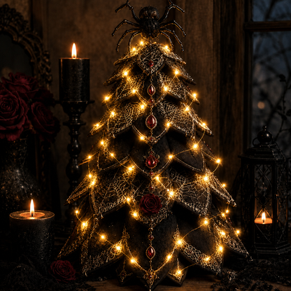🎃✨ Lighted Halloween Quilted Fabric Tree – Cozy Handmade Glow Decoration