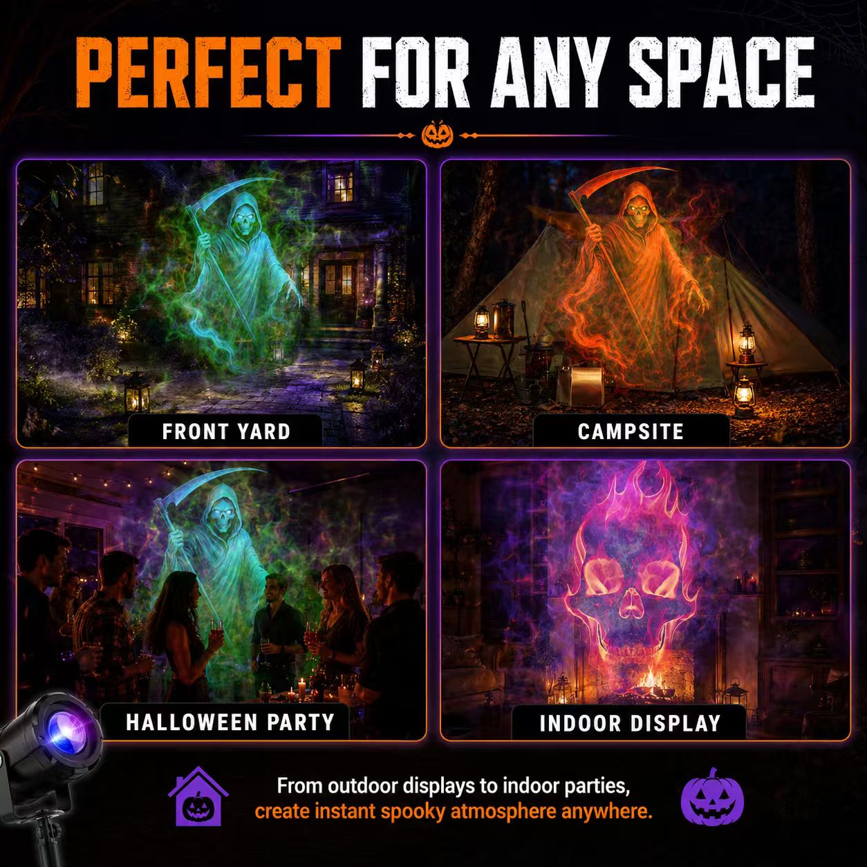🎃👻 Last Day 50% OFF-32FT HD Halloween Projector | That Disappoint Your Halloween Party | 10 Unique HD Projection Patterns