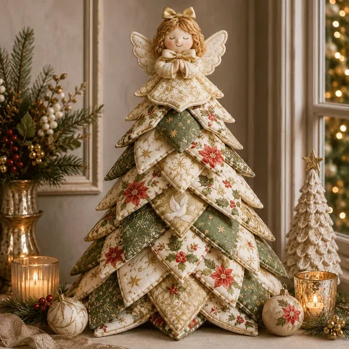 🎄🧵DIY Quilted Christmas Tree Kit – Handmade Fabric Holiday Tabletop Tree Decor