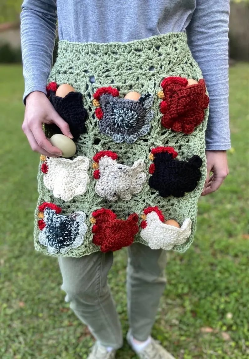 🐔Handmade Crochet Chicken Egg Collecting Apron🥚🎁Buy 2 FREE SHIPPING