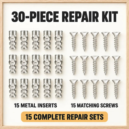 🔩 30-Piece Wood Screw Hole Repair Anchor Kit – Restore Loose Furniture Fixings