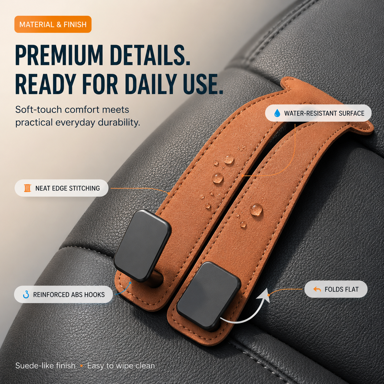 👜🚗Foldable Dual-Hook Car Headrest Organizer & Phone Holder