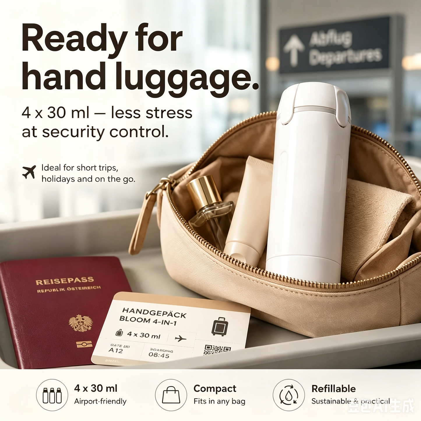 ✈️ Bloom 4-in-1 Travel Dispenser | Leak-Proof Toiletries Organizer 🧴