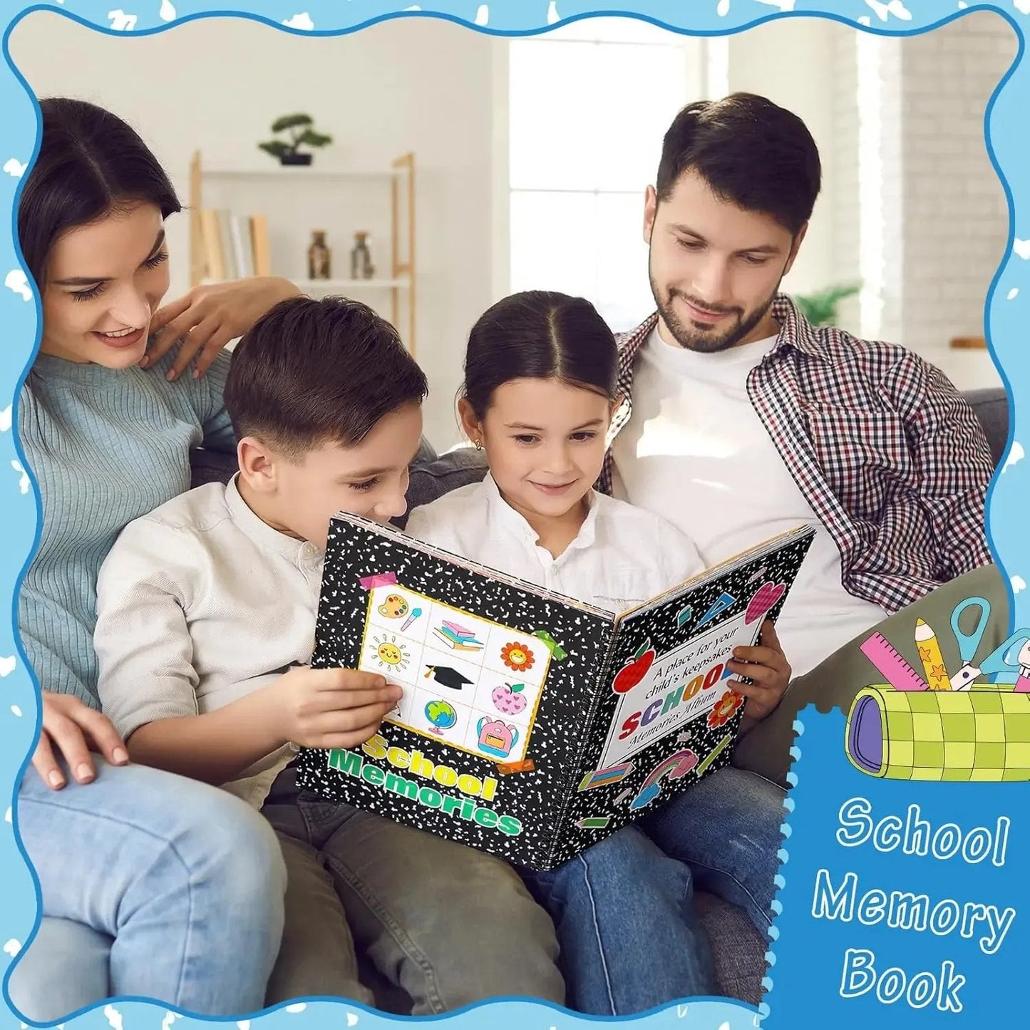 📚School Memory Book Photo Album for Kids,14 Pockets, 34 Pages, 13 Years