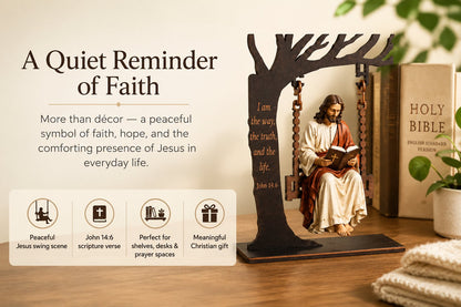 🔥 Buy 2 Get 1 Free ✝️ Jesus Swing Ornament – John 14:6 Christian Faith Table Decor