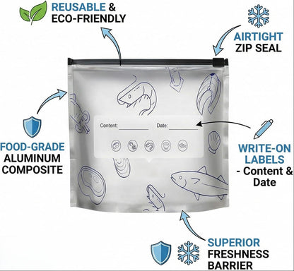 🛡️🥬 Reusable thickened upright aluminum foil sealing storage bags with labels