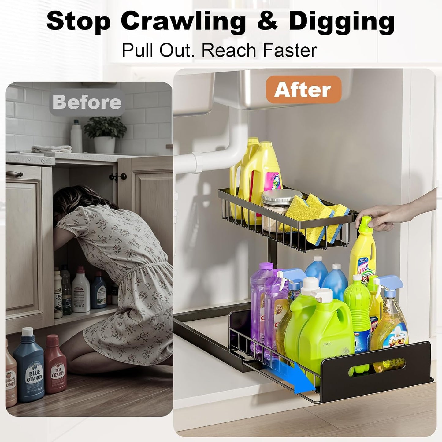 🔥 Last Day 49% OFF - Under Sink Organizer,Gift for Mother