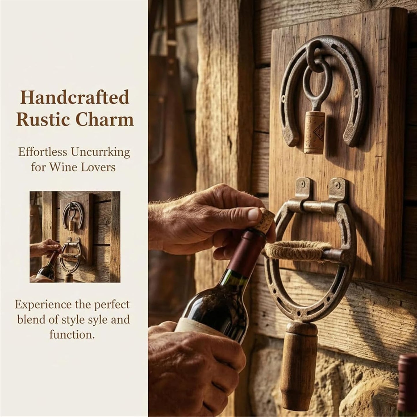 🍾Rustic Wall Mounted Horseshoe Bottle Opener | Heavy Duty Cast Iron Vintage Wine Opener