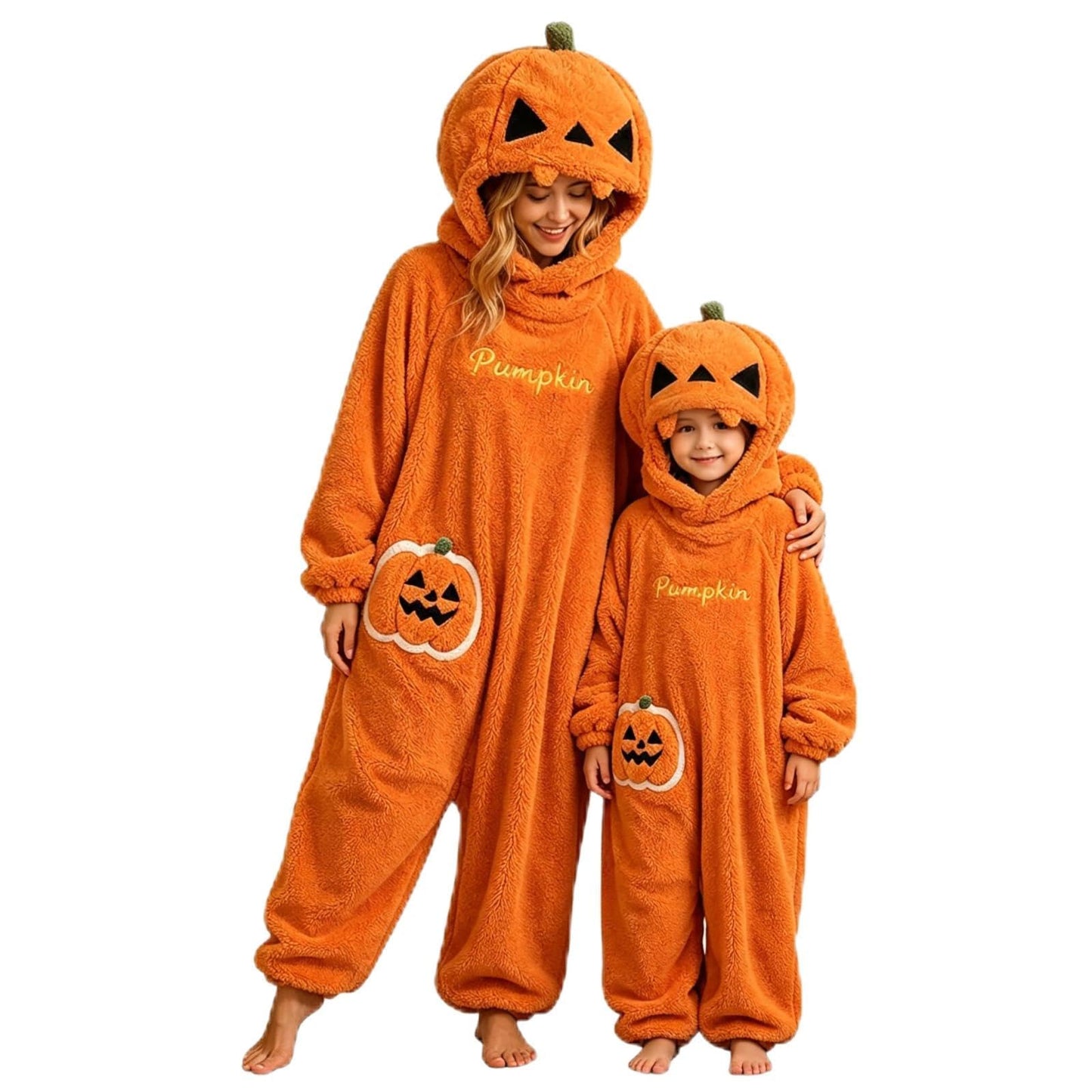 Halloween Pumpkin Onesie Pajamas - Cozy Fleece Jack-O-Lantern Costume