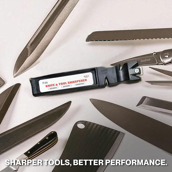 Multi-Purpose Knife & Tool Sharpener – Made in USA Manual Blade Sharpener for Kitchen, Outdoor Knives, Scissors & Axes