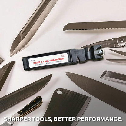 Multi-Purpose Knife & Tool Sharpener – Made in USA Manual Blade Sharpener for Kitchen, Outdoor Knives, Scissors & Axes