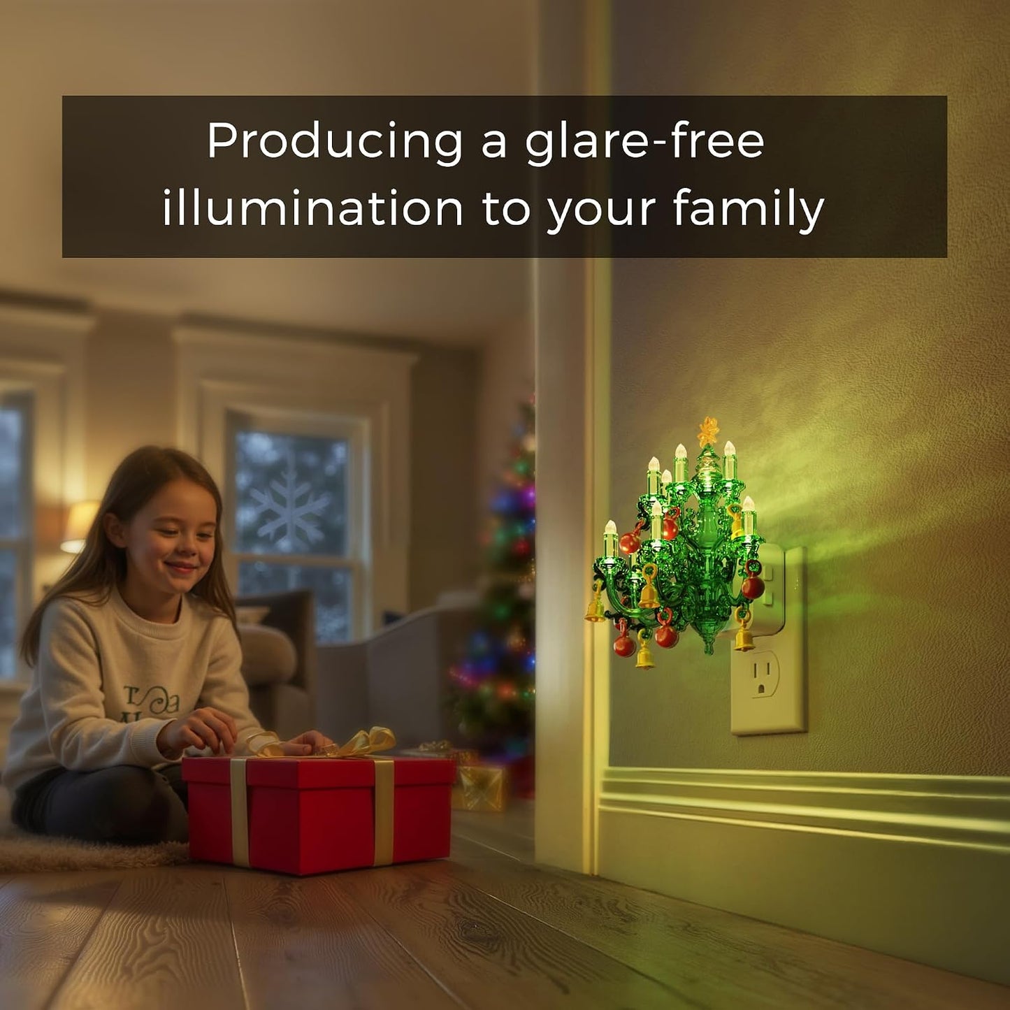 LED Christmas Night Light, Plug in Night Light, Dusk to Dawn Sensor