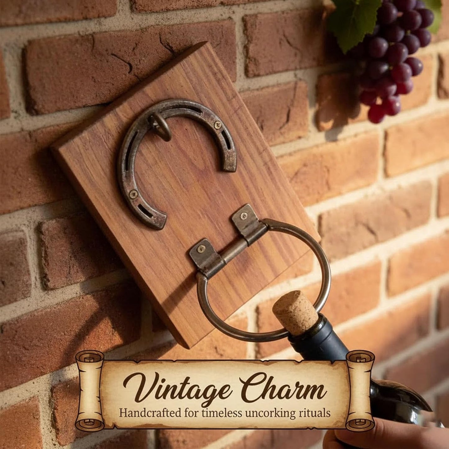 🍾Rustic Wall Mounted Horseshoe Bottle Opener | Heavy Duty Cast Iron Vintage Wine Opener