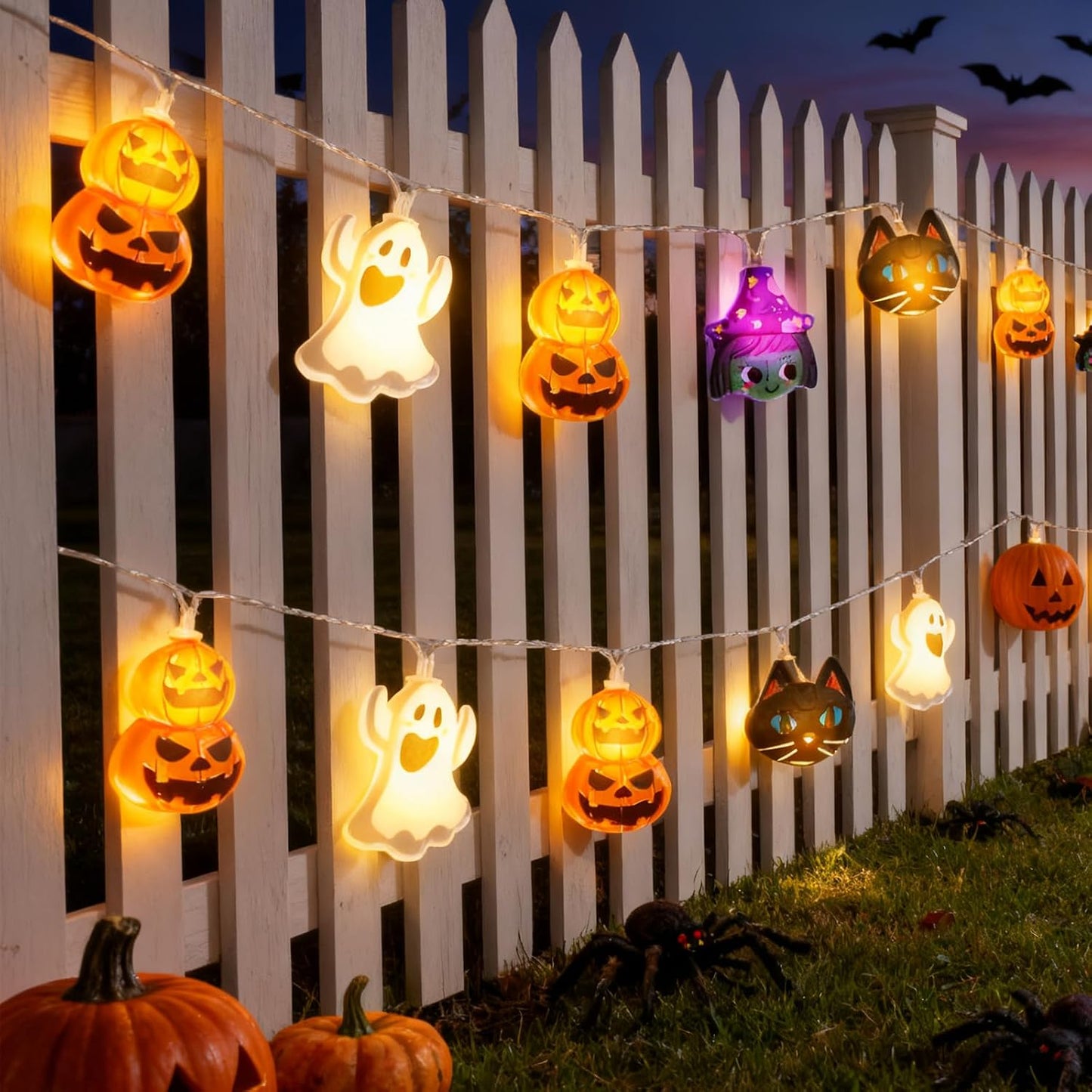 Multi-Element Halloween String Lights – Battery Powered Indoor & Outdoor LED Fairy Lights with 2 Lighting Modes