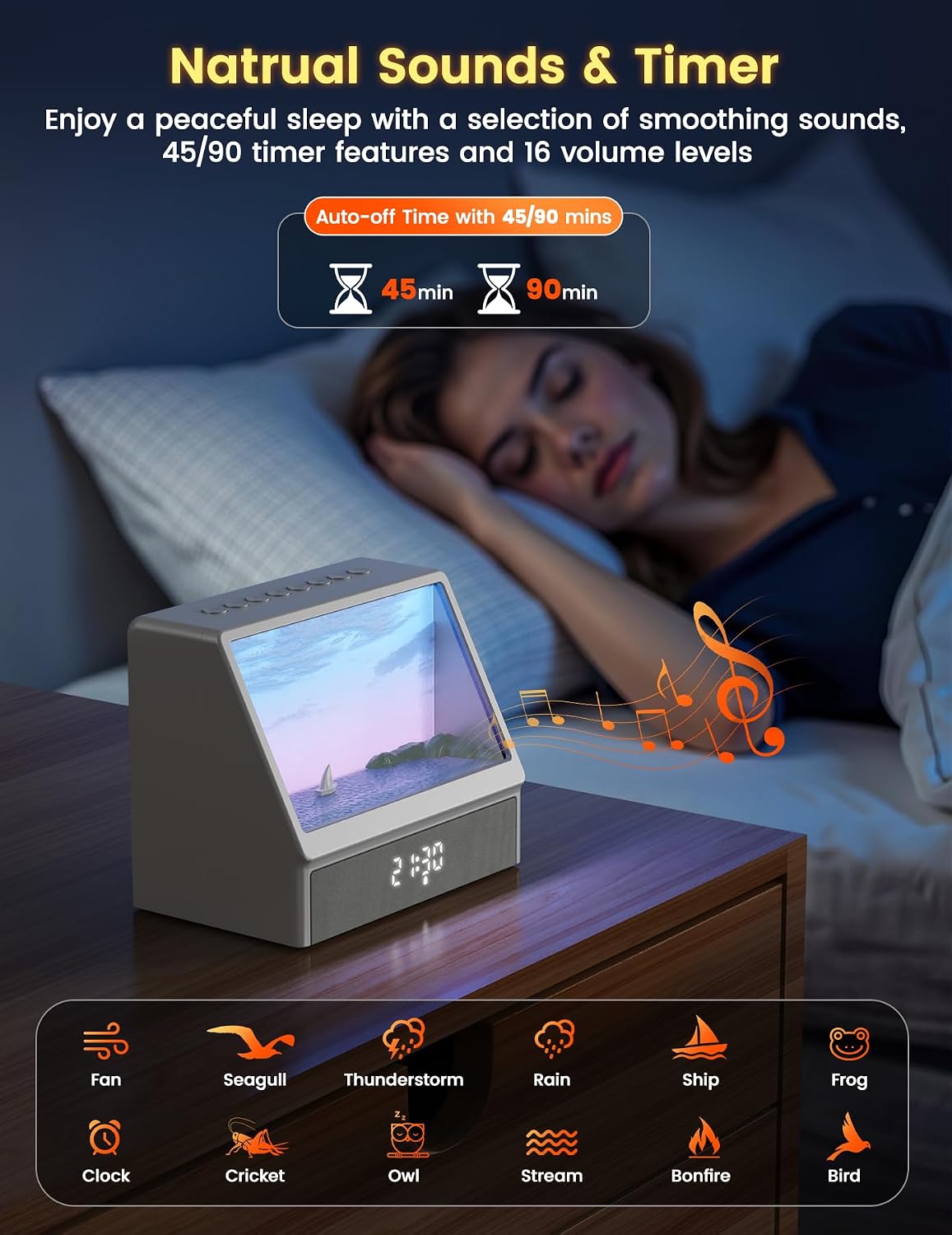 🌅Sunrise Alarm Clock for Heavy Sleepers - Wake Up Light with White Noise Machine & Bluetooth Speaker