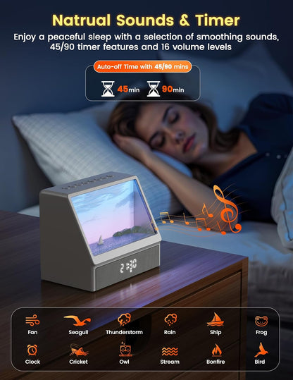 🌅Sunrise Alarm Clock for Heavy Sleepers - Wake Up Light with White Noise Machine & Bluetooth Speaker