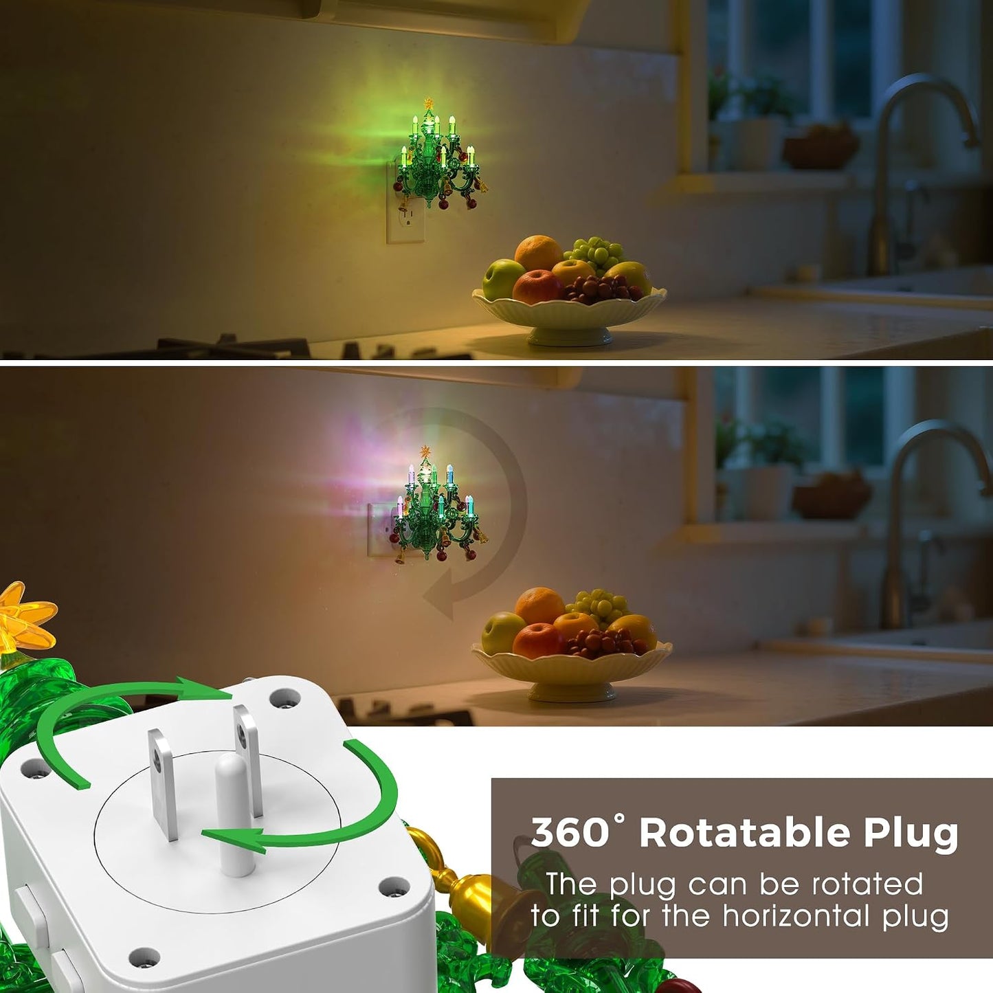 LED Christmas Night Light, Plug in Night Light, Dusk to Dawn Sensor